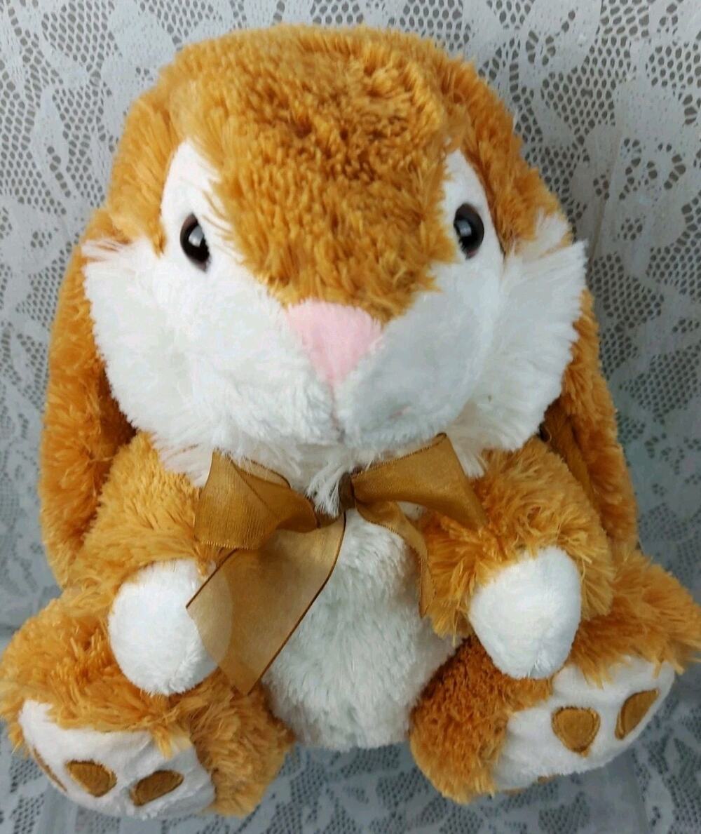 Best Made Toys Bunny Happy Easter Rabbit Brown White Bow 11" Plush Stuffed Toy